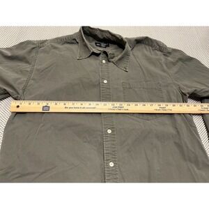 Eddie Bauer Mens Long Sleeve Button Up Shirt Olive Green Cotton Size M